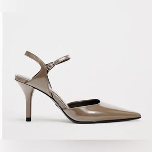 Zara Taupe Pointed Toe Slingback Heels